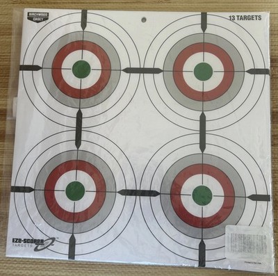 Birchwood Casey 12'' Eze-Scorer Multiple Bull's-Eyes Shoot-Up Targets 13pk B33-34