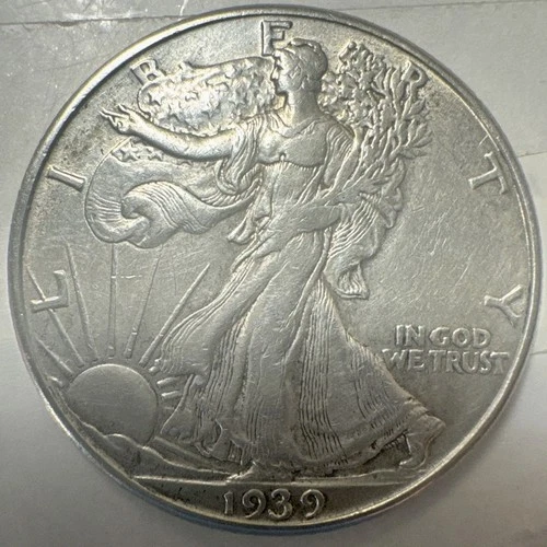 1939-D Walking Liberty Half Dollar 90% XF  Condition Nice Coin Light Toning