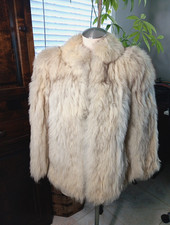VINTAGE 1990's SAGA IVORY FOX SHORT COAT XS-SML