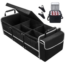 Car Storage Organizer, Collapsible Multi Compartment SUV Trunk Organizer with Le