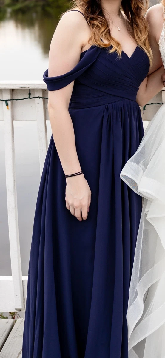 open lace back dress Wedtrend Women White Blue Flower Wedding Guest Dress A Line Printed Long Bridesmaid Dress, White Blue Flower / US16 main image 1