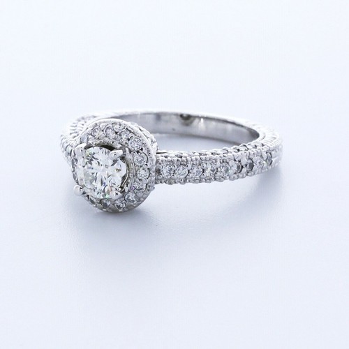 1.60ct F-SI2 Round Earth Mined Certified Diamonds 14k Gold Halo Engagement Ring - Picture 2 of 7