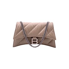 Borsa a tracolla Balenciaga Taupe in pelle trapuntata Crush XS con catena