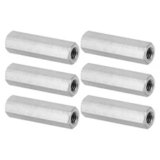 6Pcs M5 x 0.8-Pitch 30mm Length 304 Stainless Steel Coarse Hex Coupling Nut