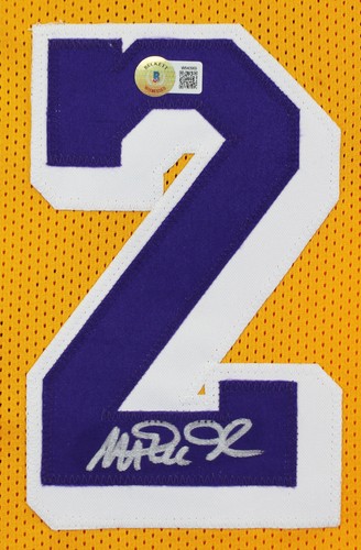 Magic Johnson Authentic Signed Yellow Pro Style Jersey BAS Witnessed 2 - Picture 2 of 3