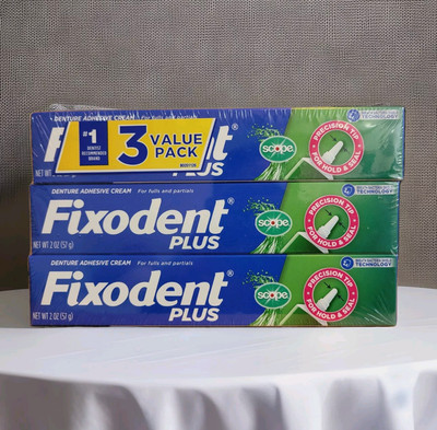 Pack Of 3, Fixodent Plus Scope Denture Adhesive, Precision Hold, 2.0 oz Each