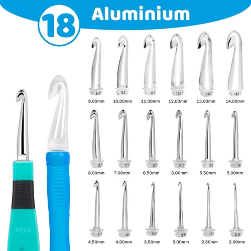 18 Size Light Up Counting Crochet Hook Set, Ergonomic Crochet Hooks to Track ... - Picture 2 of 7