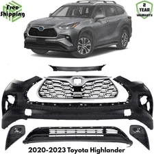 Front Bumper Cover Fascia & Grille Assembly Kit For 2020-2023 Toyota Highlander