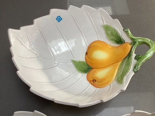 Italian Designer BERTONCELLO Leaf 3 Bowl Set Pear Vintage Rare 1980 1990 Collect - Picture 5 of 9