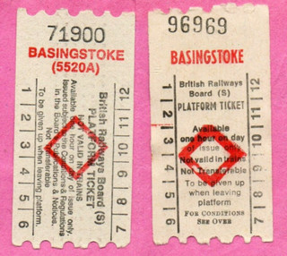 Pair of BRB (S) AA machine issued platform tickets from BASINGSTOKE.