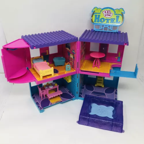 Vintage Polly Pocket Hotel Playset Incomplete Some furniture accessory