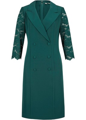 Blazer-Kleid mit Dekorative Knöpfe Gr. 46 Tiefgrün Damen Businesskleid Neu*