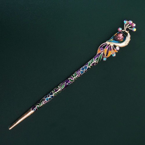 Crystal Peacock Hair Pin Stick Retro Hairpin Jewelry Accessories Chinese Style - Picture 11 of 16
