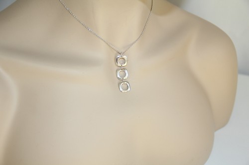 Tiffany & Co Sterling Silver Triple Square Necklace. Iconic Tiffany Triple - Picture 3 of 12