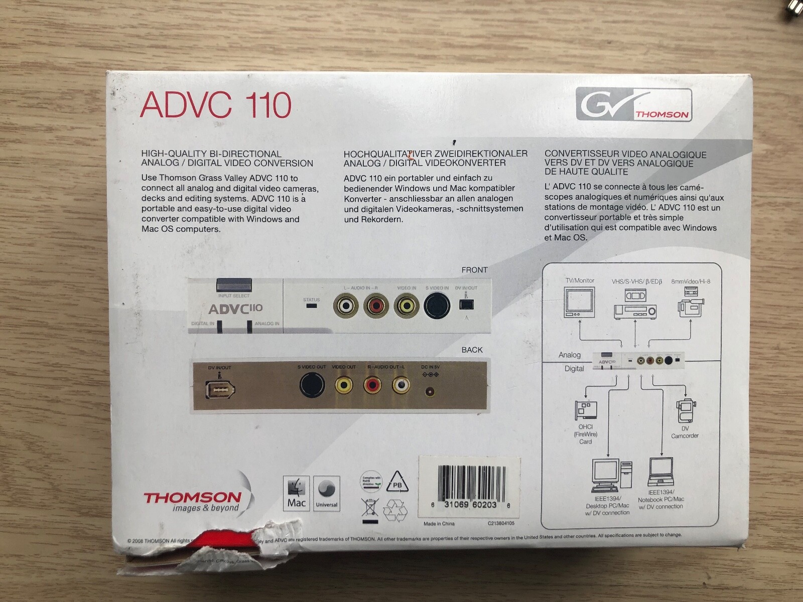 Boxed Thomson Canopus ADVC110 DV Analog/Digital Video Converter with