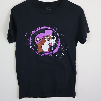 Bucees Shirt Womens Small Black Purple DJ Hip Hop Funny Beaver Crew Neck