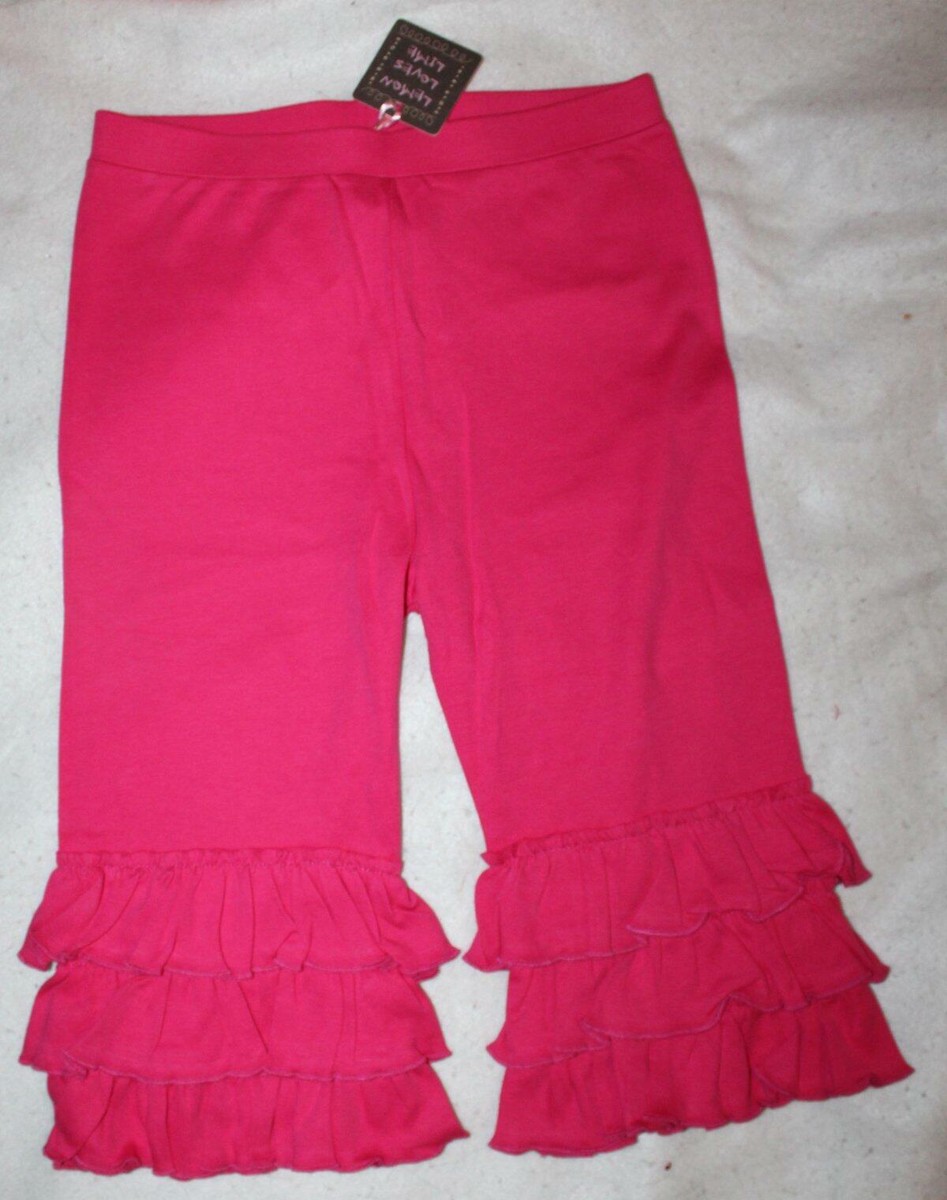 NWT Lemon Loves Lime Girl's Pink Coolots Ruffle Capri Pants