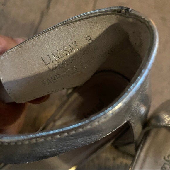 Jeffrey Campbell Lindsay silver stacked heel hook loop sandal womens 8 image 3