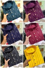 Men's Cotton Kurta Pajama Set Traditional Indian embroidery Sherwani Party Wear