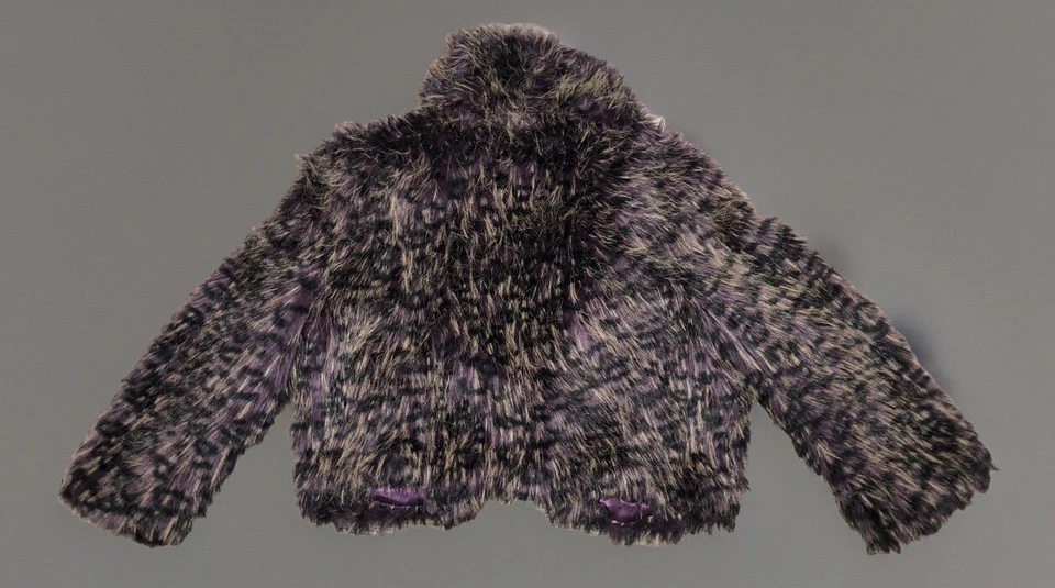 Chaqueta Paris Blues De Colección Y2K Para Mujer’s L Imitación Piel Púrpura Marrón Recortada Años 90 Foto 2 de 4