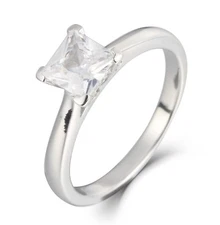 Princess Solitaire 925 Sterling Silver Wedding Band Engagement Ring 2.5-15 SE79A