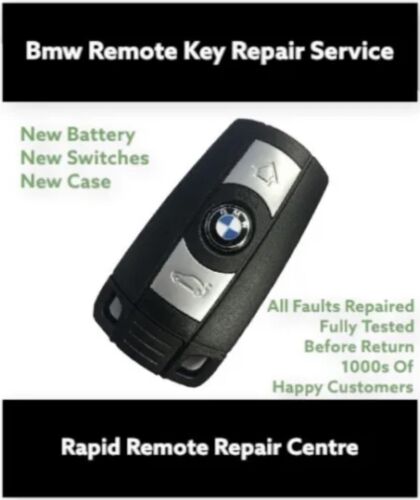 BMW Key Fix 3 Button Remote Key Fob Repair Service With New Rechargeable Battery - Afbeelding 1 van 1