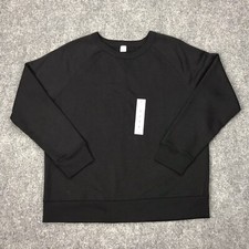 NWOT Old Navy Women's Black Crewneck Sweatshirt Large Gusset Style Pullover