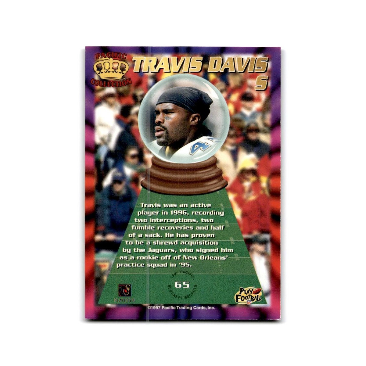 Travis Davis 1997 Pacific #65 Jacksonville Jaguars Football Card