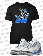 Mens Bunny Jammin Sneaker Tee Shirt To Match J3 Racer Blue Rabbit Big Tall