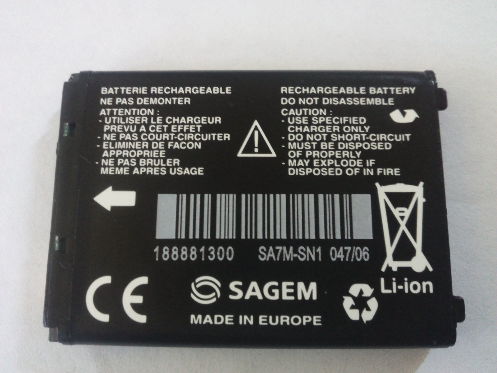 Akku Li-Ion für Sagem my300X my301X my302X my400V my401V my400X my401X VS4