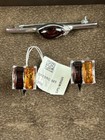 Natural Amber 925 Silver Cufflinks & Tie Bar W. Kruk. Bursztyn. — photo 3