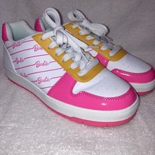 Mattel Barbie Movie Pink Yellow White Casual Lace Up Sneakers Court Shoes Sz 9