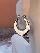 Stainless Steel Silver Color Lightweight Thick Hoop Chunky Earrings