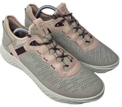 ECCO Pink Beige Leather Walking Size 10 Women's Sneakers  St.1 Lite Shoes NEW
