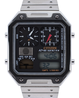 NIB 2022 Citizen Men's 33.5mm Stainless Steel Ani-Digi Temp Watch