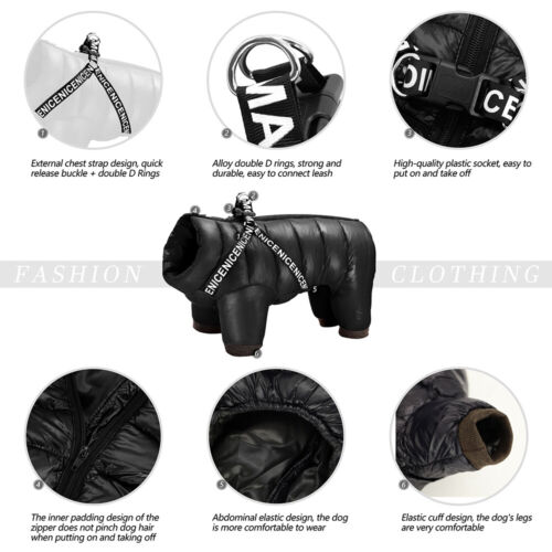 Dog Coat with Harness Reflective Waterproof Dog Jumpsuit Winter Jacket S/Medium - Picture 10 of 16
