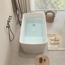 Freestanding Bathtub with Integrated Seat, 49"Acrylic Stand Alone Soaking Tub