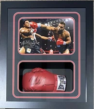 Mike Tyson Signed Glove Shadow Box Mike Tyson Hologram Authentic Berbick Red