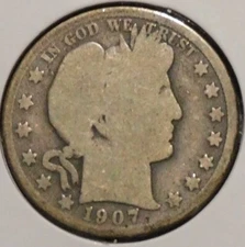 Silver Half Dollar - Barber - 1907-S (Better date)