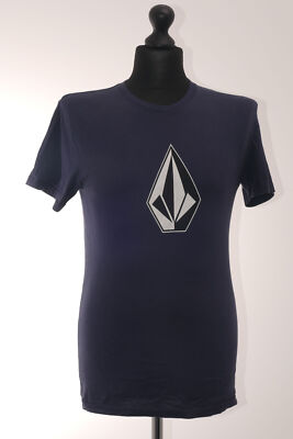 Volcom Herren T-Shirt XS blau dunkelblau Motiv Rundhals Jersey 100% Baumwolle