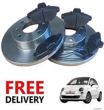 For Fiat 500 Front Brake Discs Coated and Pads Set and Sensor 08 TO 2017