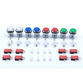 8 Pcs 30mm Arcade Chrome Plated 12V Illuminated LED Push Buttons MAME JAMMA Game