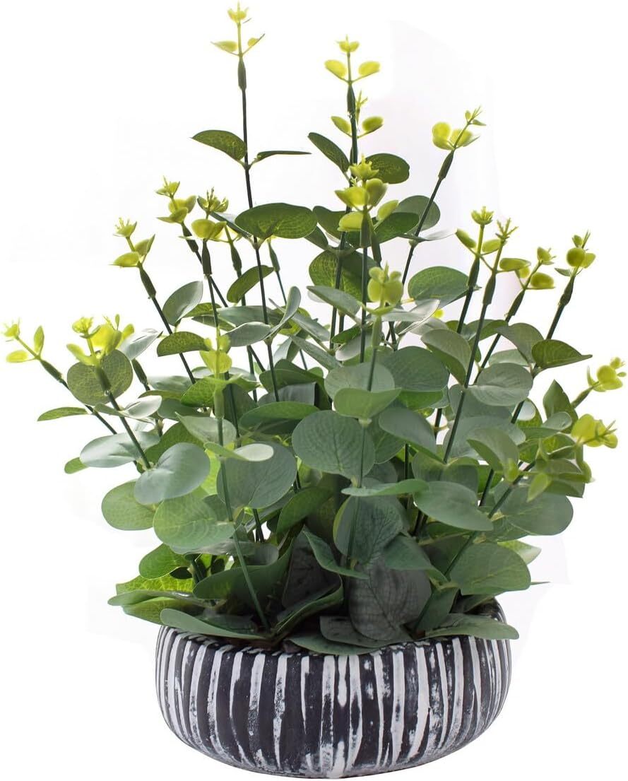 Realistic Artificial Potted Eucalyptus Plant for Home Decor-image