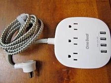 Power Strip, Counter Top with 3 Outlets & 4 USB Ports by One Beat  NEW