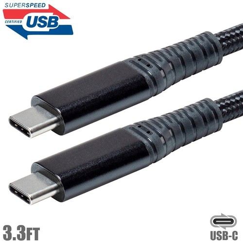 3.3FT USB-C 3.2 Gen 2 Type C Super Speed Charging Cable PD 100W 5A Braided Black - 第 1/6 張圖片
