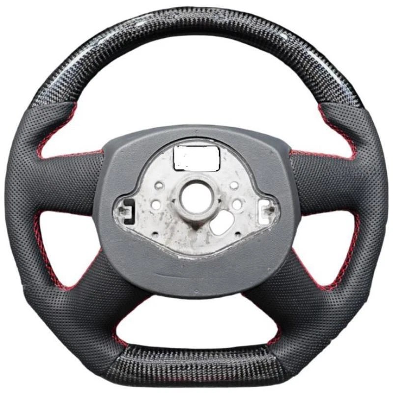 Real Carbon Fiber Flat Sport Steering Wheel Fit 2013-2016 Audi A4L A6L A7 A8 Q7 - Image 2 of 4