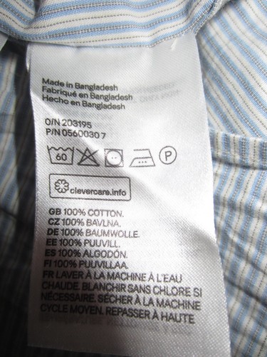 MENS H&M L.O.G.G. LOGG WHITE BLUE STRIPE BUTTON DOWN SHIRT LONG SLEEVE XXLARGE - Picture 11 of 11