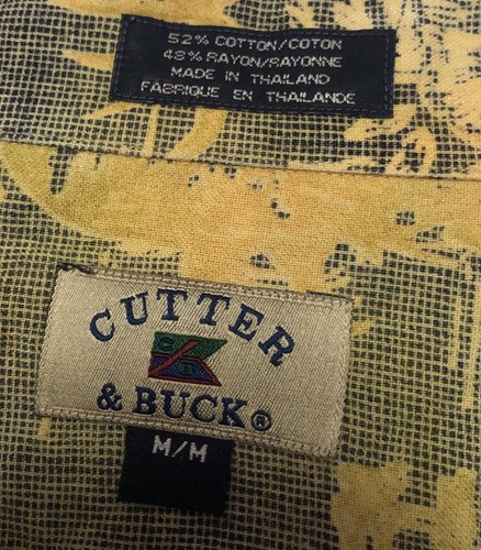 Men’s Cutter Buck Button Front Geometric Tropic S/S Hawaiian Camp Shirt Size M - Picture 4 of 4