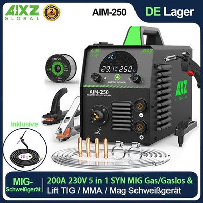 5-in-1 Schweißgerät 200A 230V Gas Gaslos SYN Mehrschweißmaschine MIG/MAG/TIG/MMA
