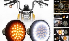 Motorcycle LED Turn Signal Lights 1157 1157-White and Amber Bullet Style